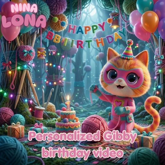 personalized Gibby Superhero Kitties birthday video